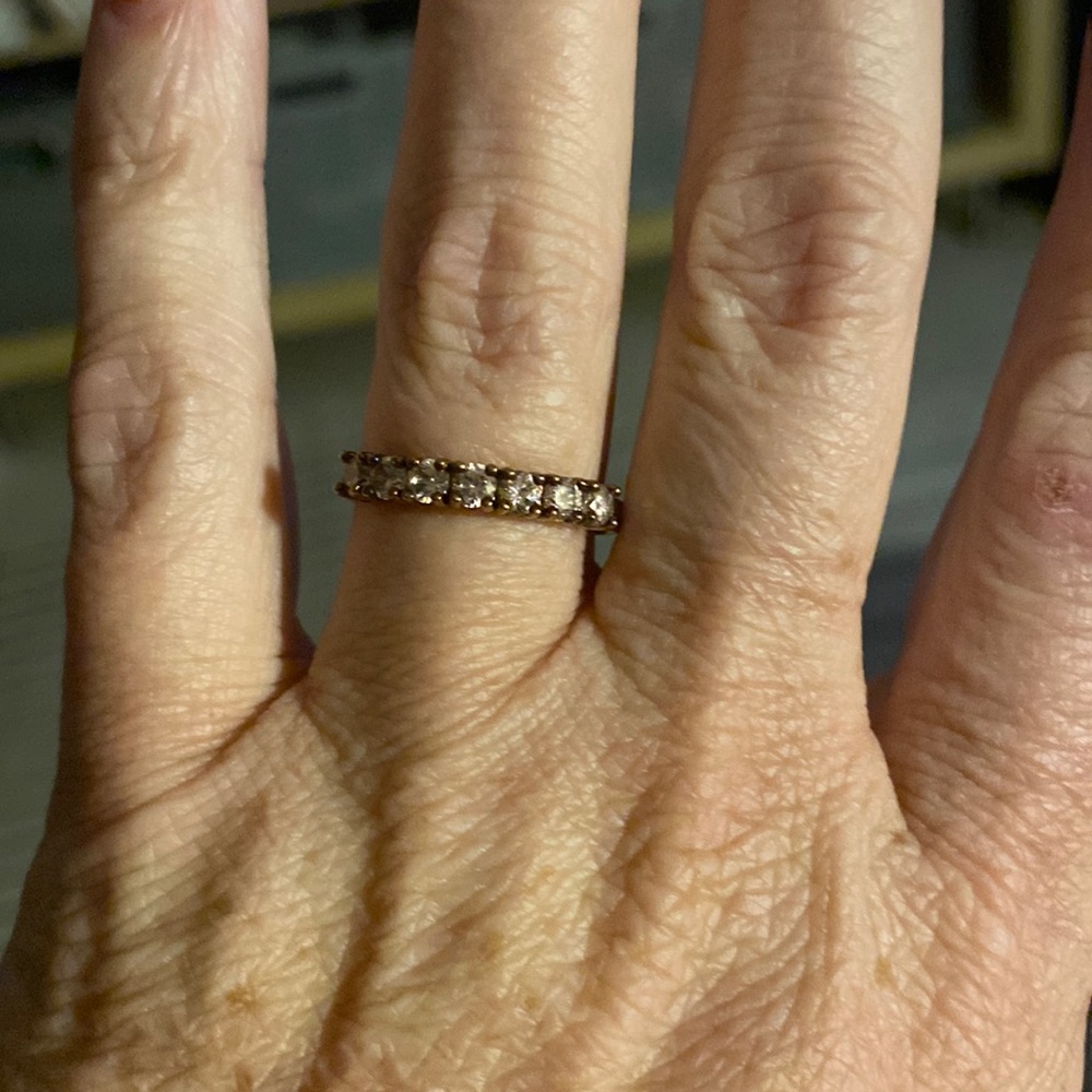 Dainty Pink CZ Gold plated 925 SS Ring, Size 9